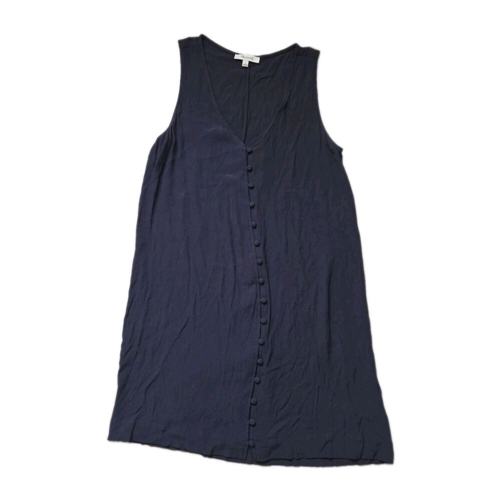 Madewell Navy Blue Button Front Mini Dress Sleeveless 100% Viscose Size S EUC